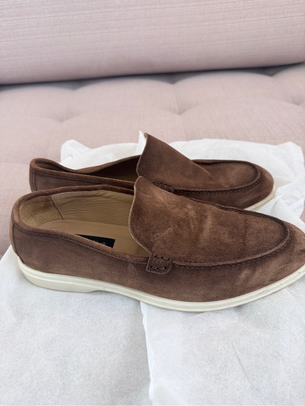 To Boot Brown Suede Slip-On Loafers with White Sole